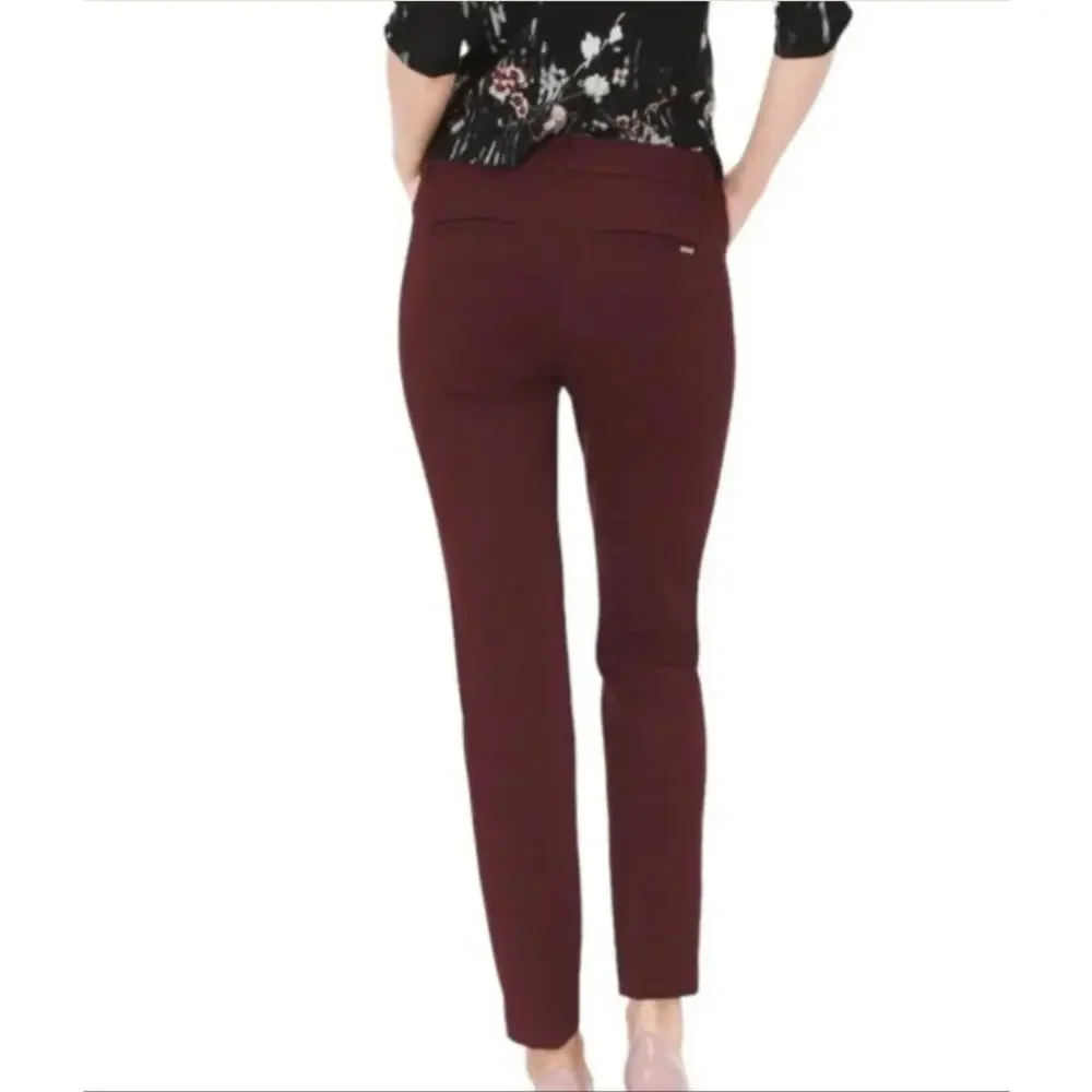 White House Black Market WHBM Burgundy Ponte The Slim Ankle Pants